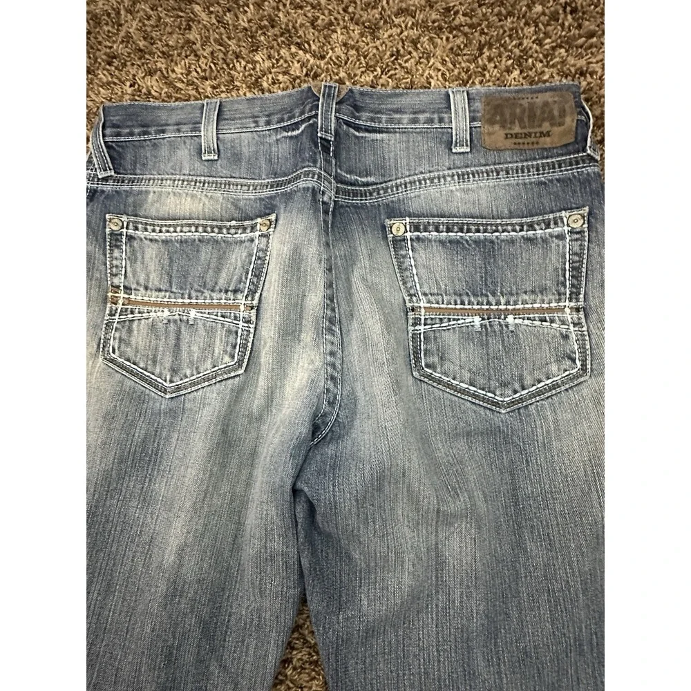 Ariat Jeans Mens Blue Relaxed Bootcut Cotton Denim Size 36X34 - Picture 3 of 5